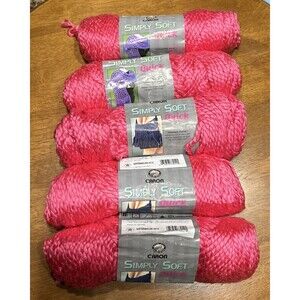 Caron Quick Simply Soft Watermelon #0012 3 Oz Skeins Lot Of 5
